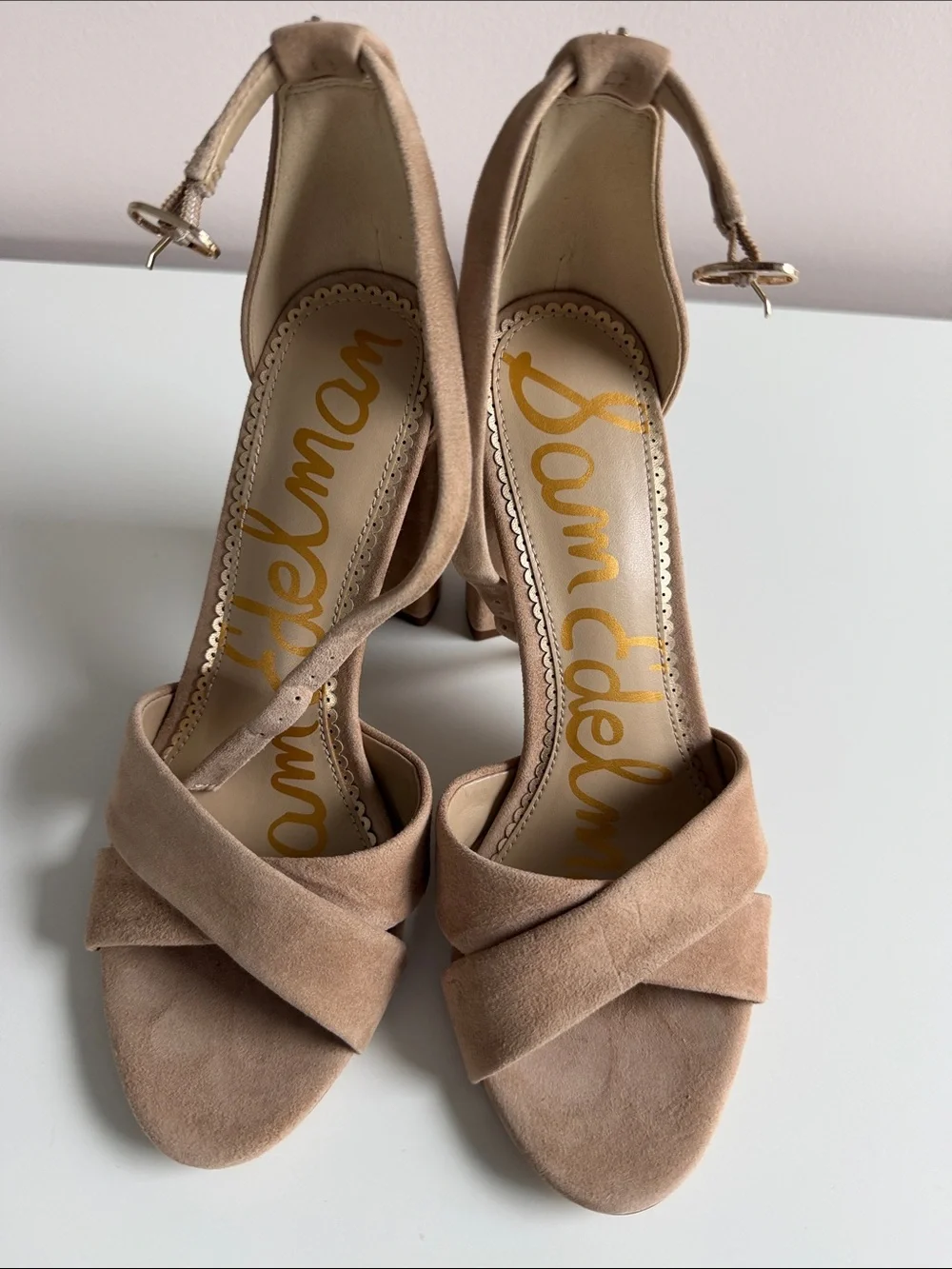 NBW Sam Edelman Yenna Sandal size 7.5 tan adjustable ankle strap 4 inch heel